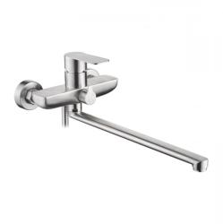 Смеситель для ванны/душа LEDEME настенный, однорычажный, поворотный, стальной, длина излива 333 мм, нержавеющая сталь, цвет хром