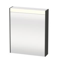 Зеркальный шкаф Duravit Brioso, 62х76х14,8 см, подвесной, цвет: графит матовый, зеркало с подсветкой LED/ЛЭД, выключатель/розетка, с 1 распашной дверцей/одностворчатый, 2 стеклянные полки, прямоугольный, левый