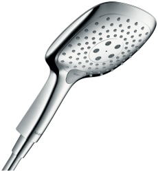 Лейка душевая Hansgrohe Raindance Select E 150, настенная, квадратная, с 3 режимами, регулируемая, хромированная/пластмассовая, цвет хром, ручная, для душа/ванной