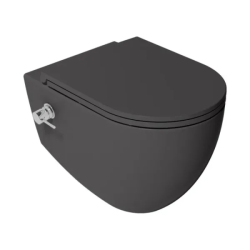 Унитаз подвесной ISVEA Infinity, с функцией биде, 365х530х400 мм, цвет: антрацит матовый, горизонтальный (в стену) выпуск, без сиденья, безободковый, антивсплеск, под скрытый бачок