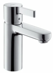 Смеситель для раковины Hansgrohe Metris S LowFlow, однорычажный, фиксированный, излив короткий, длина 11,3 см, керамический, латунь, цвет хром, с донным клапаном
