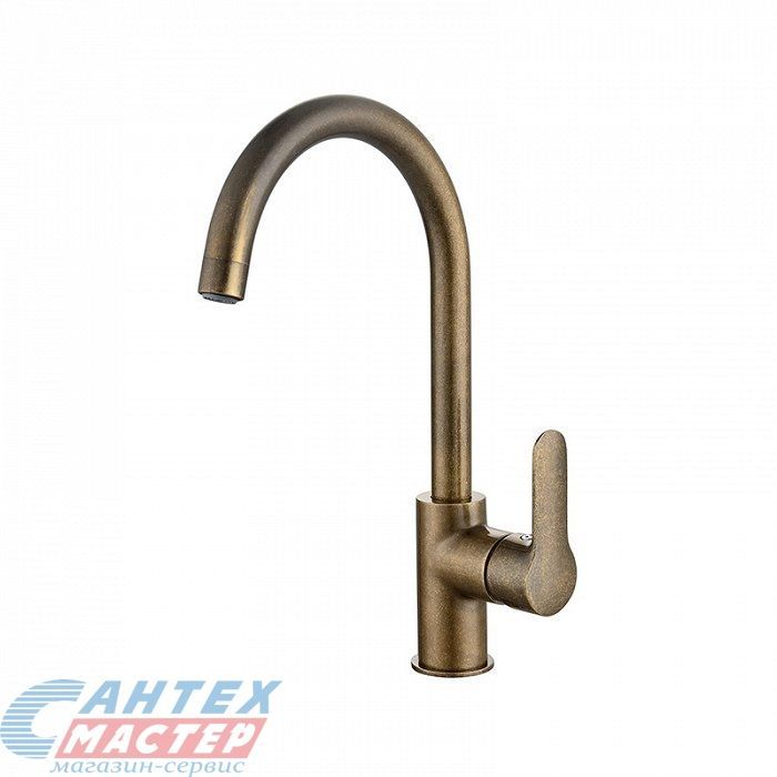 Смеситель для кухни/мойки Iddis Cuba однорычажный, керамический, с поворотным изливом, длина 184 мм, латунь, цвет состаренная латунь, кухонный, вертикальный, однорукий, одноручный, однозахватный, одноручковые, кран, комплект, сантехника