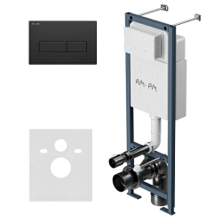 Инсталляция AM.PM ErgoFit с механической клавишей ErgoFit M цвет черный матовый (клавиша смыва, двойного слива), система для подвесного унитаза, со скрытым смывным бачком (бак), комплект