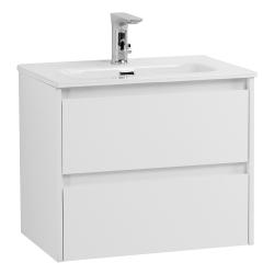Тумба под раковину BelBagno Kraft 39, 70х39х53 см, подвесная, 2 выкатных ящика, ЛДСП, цвет: белый матовый, шкафчик навесной, механизм доводчика, прямоугольная