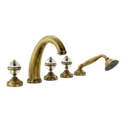 Смеситель для ванны/душа Migliore Cristalia, на борт ванны, двухвентильный, неповоротный, длина 185 мм, керамический, латунь, цвет бронза