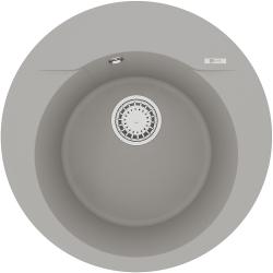 Мойка кухонная Lemark SULA 500, 50х50х19,7 см, врезная, кварцгранит, круглая, цвет грей, без отверстия под смеситель, без крыла, слив-перелив, врезная в столещницу, для кухни