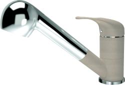 Смеситель для кухни/мойки Flortek Сигма FK, однорычажный, керамический картридж, с поворотным/выдвижным изливом, низкий, длина излива 190 мм, латунь, цвет бежевый
