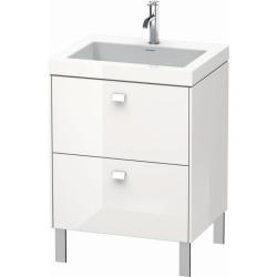 Тумба c раковиной Duravit Brioso, 60х48х70,1 см, напольная, 2 выдвижных ящика, ДСП, цвет: белый глянец /Vero Air, мебельная, прямоугольная, цвет белый, фарфоровая, 1 отверстие под смеситель, без перелива