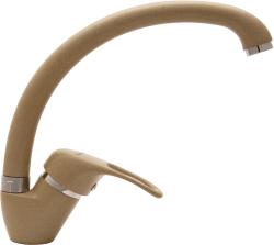 Смеситель для кухни/мойки Flortek Омега FK, однорычажный, керамический картридж, с поворотным изливом, высокий, длина излива 198 мм, латунь, цвет бежевый