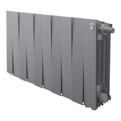 Радиатор отопления Royal Thermo PianoForte 300 Silver Satin VDR80 (10 секций) биметаллический, нижнее, правое подключение, для квартиры, дома, водяные, мощность 1160 Вт, настенный, батарея, серебристый