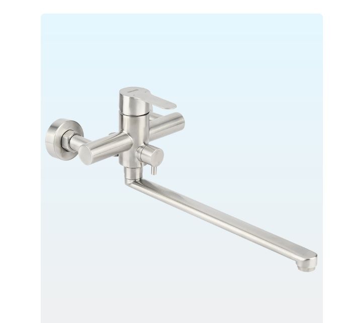 Смеситель для ванны/душа OSGARD HUGG однозахватный, хромированный, настенный, излив длинный 340 мм, поворотный, нержавеющая сталь, цвет хром