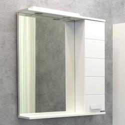 Зеркальный шкаф Comforty Модена М 75, с LED/ЛЕД-подсветкой, 75х78,6х15,4 см, подвесной, цвет белый матовый, зеркало, с 1 распашной дверцей/полки, механизм плавного закрывания, прямоугольный