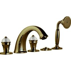 Смеситель для ванны/душа Migliore Korona, на борт ванны, двухвентильный, неповоротный, длина 195 мм, керамический, латунь, цвет бронза