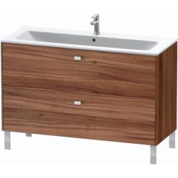 Тумба под раковину Duravit Brioso, 122х47,9х68,3 см, напольная, цвет: орех матовый/хром, 2 выдвижных ящика, ДСП, прямоугольная, левая/правая, в ванную комнату
