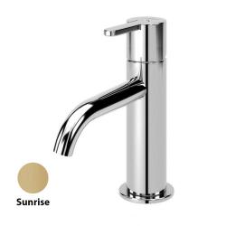 Смеситель для раковины Cezares Leaf, однорычажный, низкий, длина излива 108 мм, неповоротный, керамический, латунь, цвет Sunrise, с донным клапаном