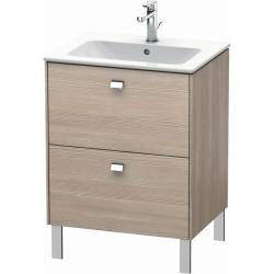 Тумба под раковину Duravit Brioso, 62х47,9х68,3 см, напольная, цвет: сосна серебристая/хром, 2 выдвижных ящика, ДСП, прямоугольная, левая/правая, в ванную комнату