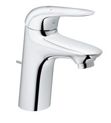 Смеситель для раковины Grohe Eurostyle New однорычажный, излив короткий, длина 110 мм, керамический, латунь, цвет хром, с донным клапаном