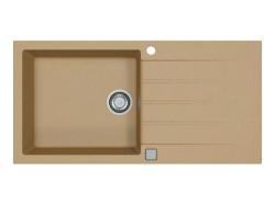 Мойка кухонная ALVEUS GRANITAL CADIT 50 BEIGE-G55 100х50х20 см, врезная/встраиваемая сверху, с крылом, искусственный гранит, прямоугольная, цвет бежевый, с отверстием под смеситель, в комплекте с сифоном 1132823