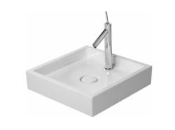 Раковина DURAVIT Starck 1 WonderGliss, 47х47х10 см, накладная, квадратная, санфарфор, цвет белый, 1 отверстие под смеситель, антигрязевое покрытие, без перелива