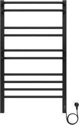 Полотенцесушитель Aquatek Бетта электрический П10 500х900 мм черный муар, нержавеющая сталь, лесенка, электропровод с вилкой