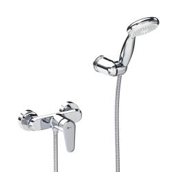 Смеситель для душа Lemark Point, настенный, однорычажный, без излива, с душевым гарнитуром, керамический, латунь, цвет хром