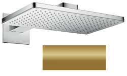 Верхний душ AXOR ShowerSolutions 460/300 1jet, с держателем, с квадратной розеткой, настенный монтаж, прямоугольный, с 1 режимом, размер 46,6х27 см, металлический, цвет: полированная бронза, для душа/ванной