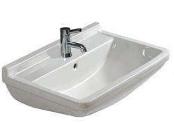 Раковина DURAVIT Starck 3 WonderGliss, 60х37х18 см, подвесная, прямоугольная, санфарфор, цвет белый, с 1 отверстием под смеситель, антигрязевое покрытие, слив/перелив