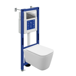 Комплект унитаза с инсталляцией Cersanit CREA VORTEX DPL EO slim инсталляция AQUA 40 SMART M, кнопка TWINS пластик хром глянцевый, унитаз подвесной, белый, овальный