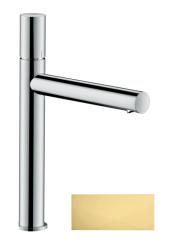 Смеситель для раковины/умывальника Axor Uno 200, однорычажный, с рукояткой zero, фиксированный излив, длина излива 19,8 см, керамический, латунь, цвет полированное золото, с незапираемым сливным набором