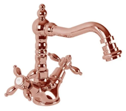 Смеситель для биде Cezares Nostalgia, двухвентильный, низкий, длина излива 155 мм, неповоротный, керамический, латунь, цвет бронза, с донным клапаном