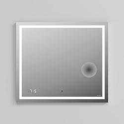 Зеркало Am.Pm Gem 800х700х30 см с LED/ЛЕД-подсветкой, прямоугольное, с ИК- сенсором, выключатель сенсорный, с часами, с косметическим зеркалом