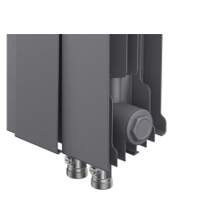 Радиатор отопления Royal Thermo PianoForte 300 Silver Satin VDR80 (8 секций) биметаллический, нижнее, правое подключение, для квартиры, дома, водяные, мощность 928 Вт, настенный, батарея, серебристый