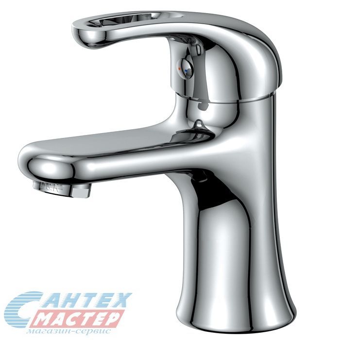 Смеситель для раковины D&K Eucharius Rhein однорычажный, излив короткий, длина 102 мм, керамический, латунь, цвет хром, без донного клапана