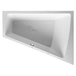 Ванна Duravit Paiova 180х140 см гидромассажная, встраиваемая, акриловая, цвет: белый, с ножками/сливом-переливом, без фронтальной панели, трапециевидная/угловая, с системой гидромассажа Air-System, c наклоном для спины справа, правая