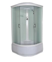 Душевая кабина Loranto, 150х150х215 см, поддон 45 см, четверть круга, стекло тонированное, задние стенки цвет- черный, без гидромассажа, профиль хром