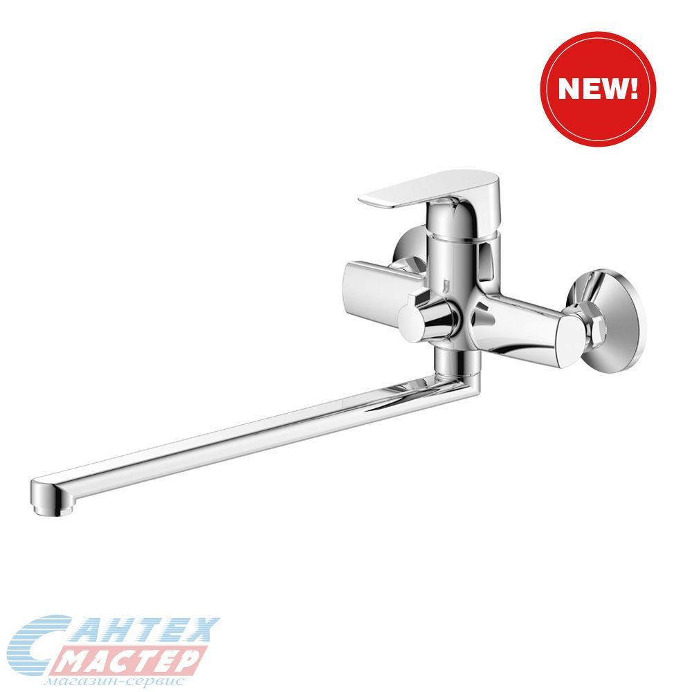 Смеситель для ванны/душа Olives Sierra однорычажный, керамический, настенный, излив поворотный 350 мм, с гибким шлангом, душем/лейкой, латунь, цвет хром, 14221SR