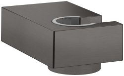 Держатель для душевой лейки Hansgrohe Porter E, настенный, латунный, прямоугольный, для душа/ванной/душевой кабины, цвет шлифованный черный хром, на стенку