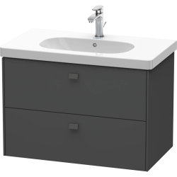Тумба под раковину Duravit Brioso, 82х46,9х56,3 см, подвесная, 2 выдвижных ящика, ДСП, цвет: графит матовый, шкафчик навесной, механизм доводчика, прямоугольная, правая/левая, для раковины D-Code, в ванную комнату