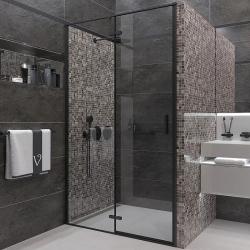 Боковая панель/душевая перегородка Veconi Premium Trento SP-40B, 80х200 см, прозрачное стекло/профиль черный матовый, правая/левая, плоская (панель), из прозрачного стекла, (ограждение без поддона)