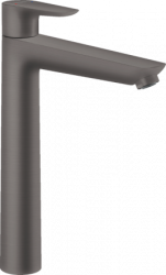 Смеситель для раковины Hansgrohe Talis E 240 однорычажный, фиксированный излив, длина излива 18,3 см, керамический, латунь, цвет шлифованный черный хром, с донным клапаном