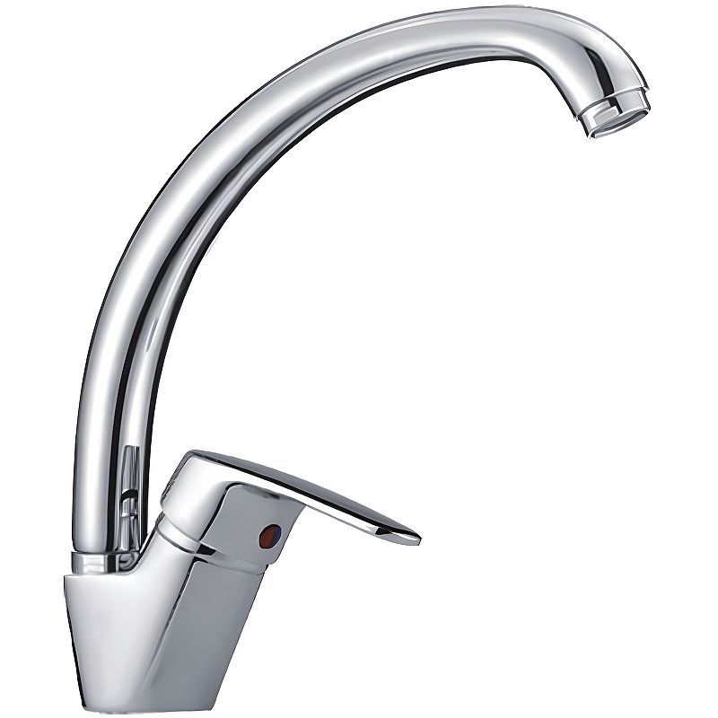 Смеситель для кухни/мойки HAIBA однозахватный, поворотный, латунный, с высоким изливом, длина 207 мм, латунь, цвет хром