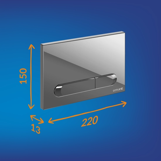 Кнопка смыва Cersanit Estetica для LINK PRO/VECTOR/LINK/HI-TEC, двойной смыв, хром глянцевый, клавиша управления для сливного бачка, инсталляции унитаза, двойная, механическая, панель, универсальная, размер 220х13х150 мм