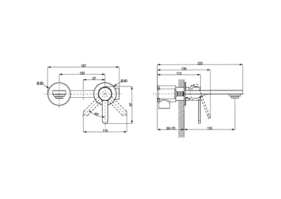 Смеситель для раковины/умывальника Cersanit Oliva встраиваемый/настенный, однорычажный, неповоротный, латунь, длина излива 150 мм, цвет хром