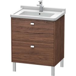 Тумба под раковину Duravit Brioso, 67х46,9х69,3 см, напольная, цвет: орех темный/хром, 2 выдвижных ящика, ДСП, прямоугольная, левая/правая, в ванную комнату