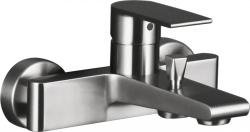 Смеситель для ванны/душа BelBagno Nova, настенный, однорычажный, неповоротный, длина 206 мм, керамический, нержавеющая сталь, цвет сатин