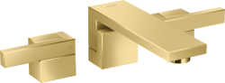 Смеситель для раковины/умывальника Axor Edge на 3 отверстия, двухвентильный, скрытого монтажа, фиксированный излив, длина излива 19 см, керамический, латунь, цвет полированное золото, со сливным клапаном Push-Open