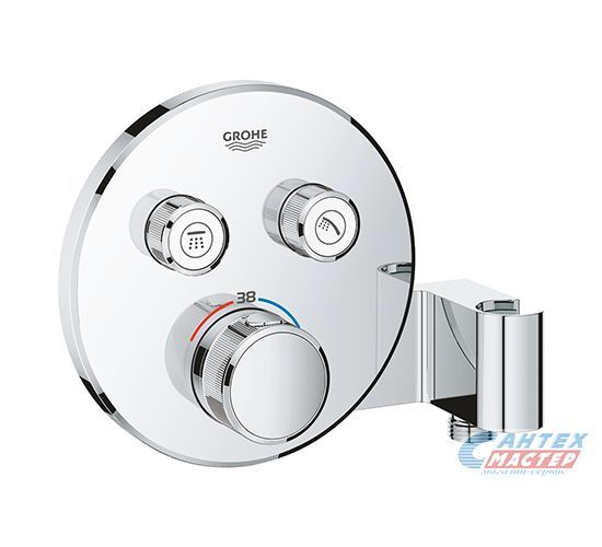 Смеситель для душа Grohe Grohtherm SmartControl термостатический, скрытого монтажа, на 2 выхода, керамический, настенный, без излива/шланга/лейки, латунь хром