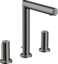 Смеситель для раковины/умывальника Axor Uno 200, на 3 отверстия, двухвентильный, с рукоятками zero, поворотный излив, длина излива 18,3 см, керамический, латунь, цвет полированный черный хром, со сливным гарнитуром