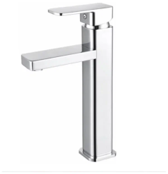 Смеситель для раковины/умывальника Haiba, однорычажный, неповоротный, латунь, высокий, длина излива 111 мм, керамический, цвет хром