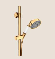 Душевой гарнитур Axor Montreux 1jet, высота 98,2 см, комплект: душевая штанга/ручной душ 100/душевой шланг/ползунок, цвет: полированное золото, внешнего монтажа, настенный, для душа/ванной